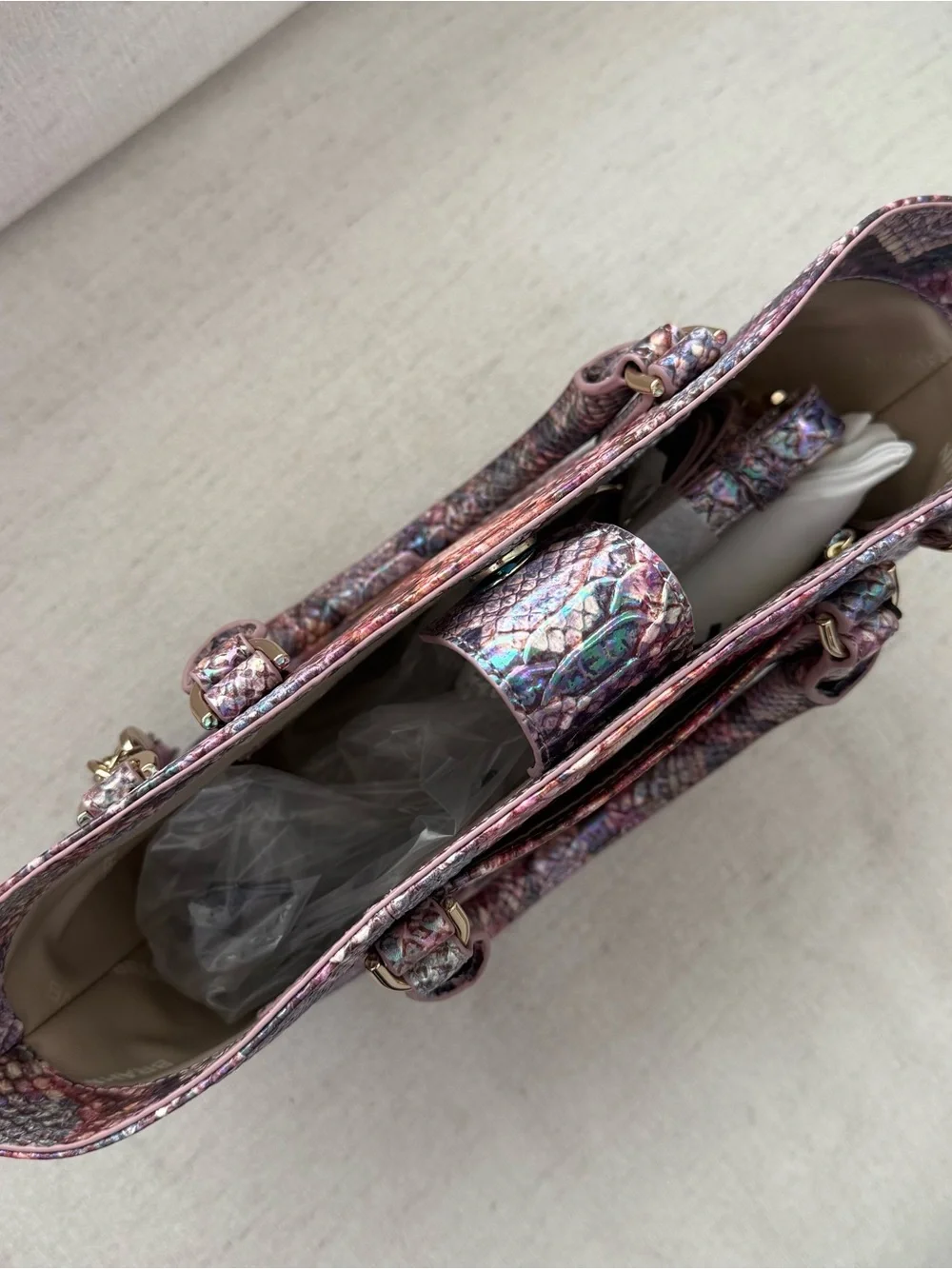 Brahmin Jenny Dewberry Ametrine Leather Satchel Handbag